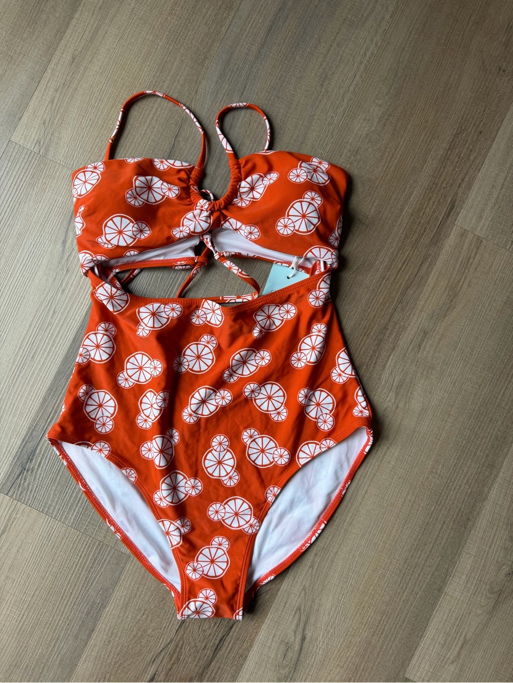 Cupshe Women’s Orange Citrus One-Piece Swimsuit with Cutout